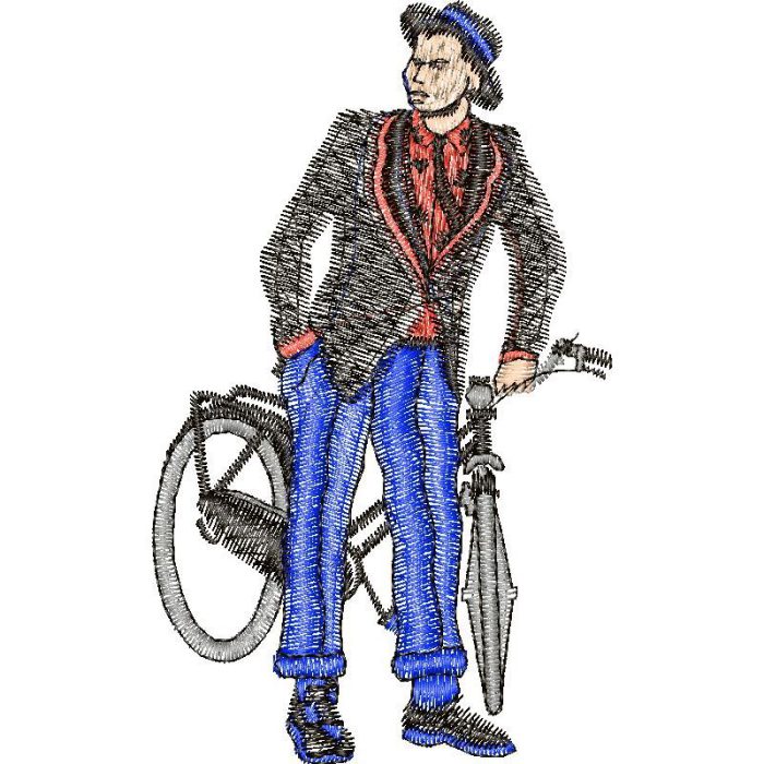Man with Bicycle Design SI3970 - Image 1