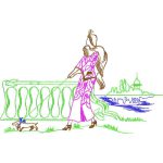 Woman Walking Dog Design SI3980