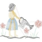 Woman Watering Flowers Design SI4010