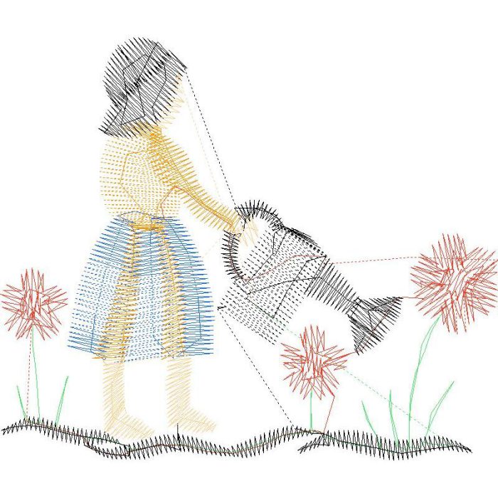 Woman Watering Flowers Design SI4010 - Image 1