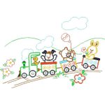 Animals on Train Children Design SI0748