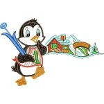 Penguin Skiing Children Design SI0780
