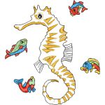 Seahorse with Fish Design SI0216