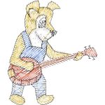 Dog Playing Music Children Design SI0809