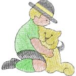 Boy with Cat Children Design SI0889