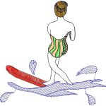 Woman Surfing Nautical Design SI3463