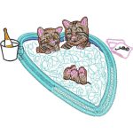 Cats Bathing Children Design SI1003