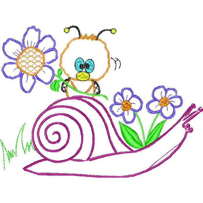 Bee on a Snail Children Design SI1009 - Image 1