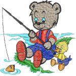 Bear and Duck Fishing Children Design SI1065