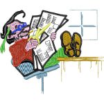 Man Reading Newspaper Design SI4092