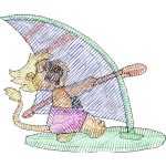 Windsurfing Lion Mascots Design SI2488