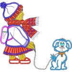 Girl Walking Dog Design EA20983