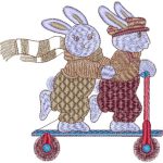 Rabbits on Scooter Design EA21069