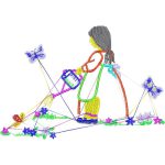 Girl Watering Flowers Design EA21306